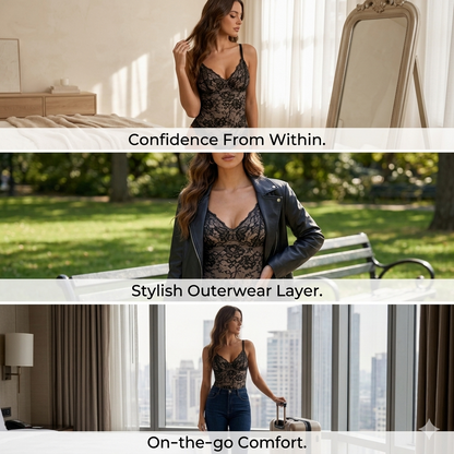 Lace V-Neck Stretch Bodysuit