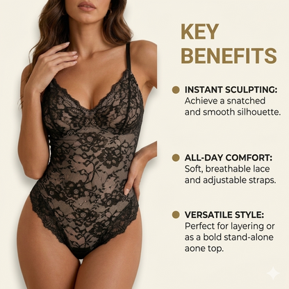 Lace V-Neck Stretch Bodysuit
