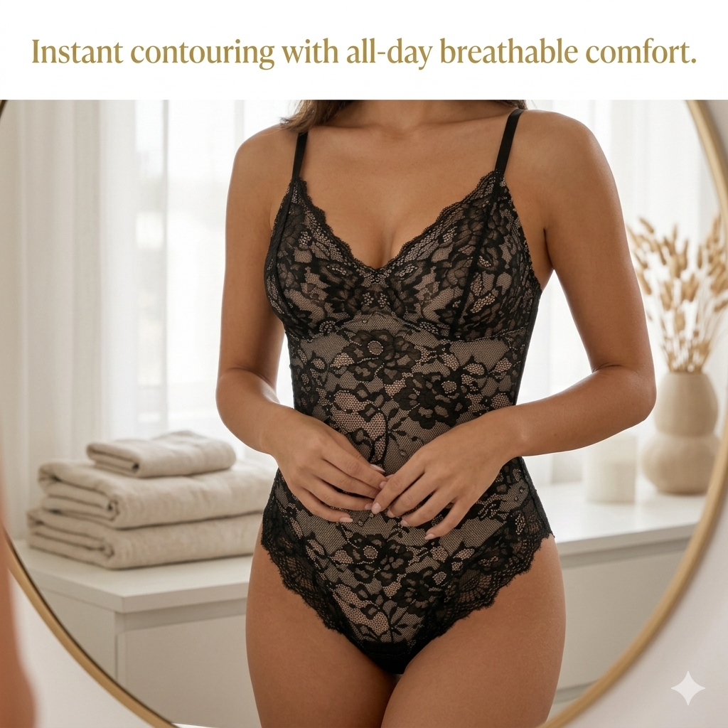 Lace V-Neck Stretch Bodysuit