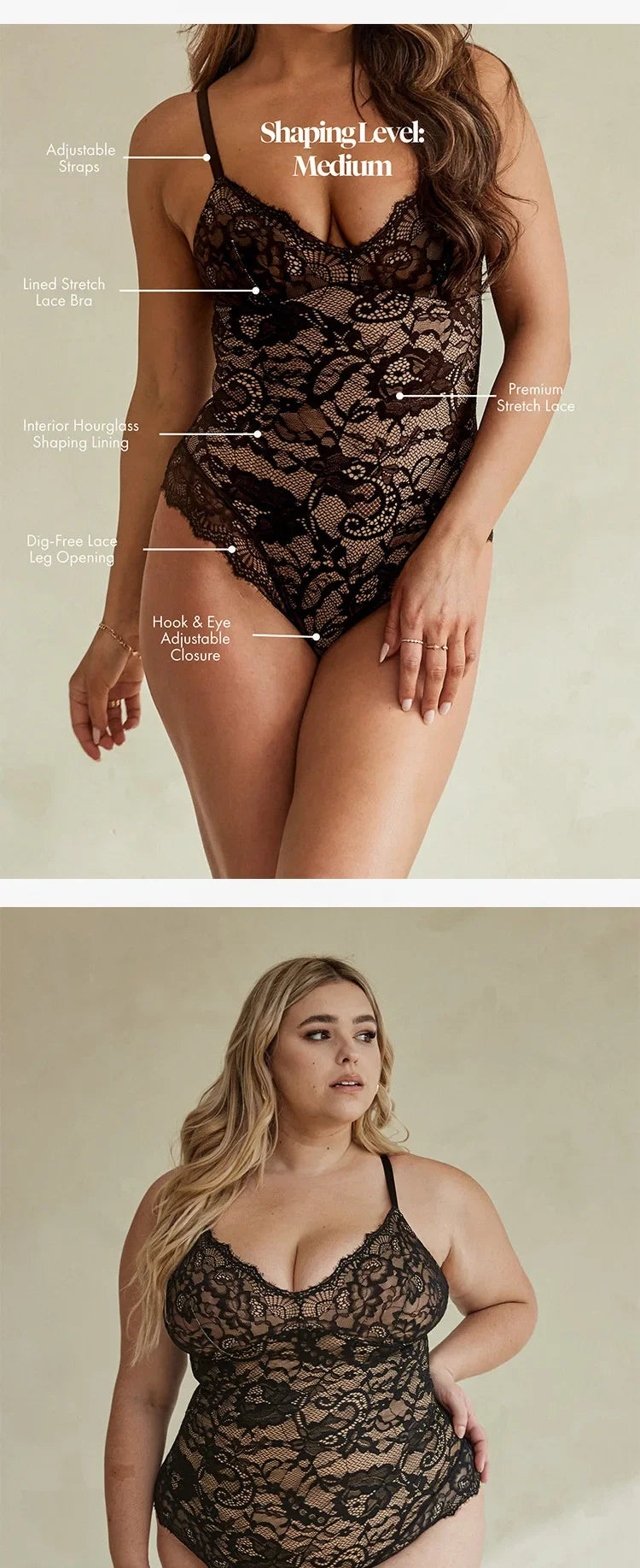 Lace V-Neck Stretch Bodysuit
