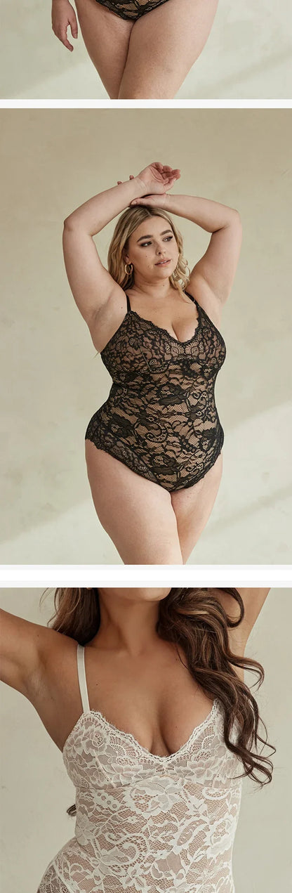 Lace V-Neck Stretch Bodysuit
