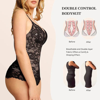 Lace V-Neck Stretch Bodysuit
